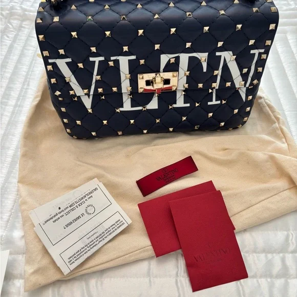 Valentino Black Quilted Rockstud Crossbody Bag - Picture 12 of 13